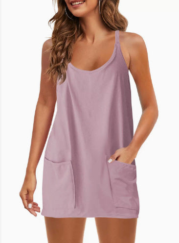 ☀️ Ensemble Décontracté Été Femme – Caraco + Short avec Poches
