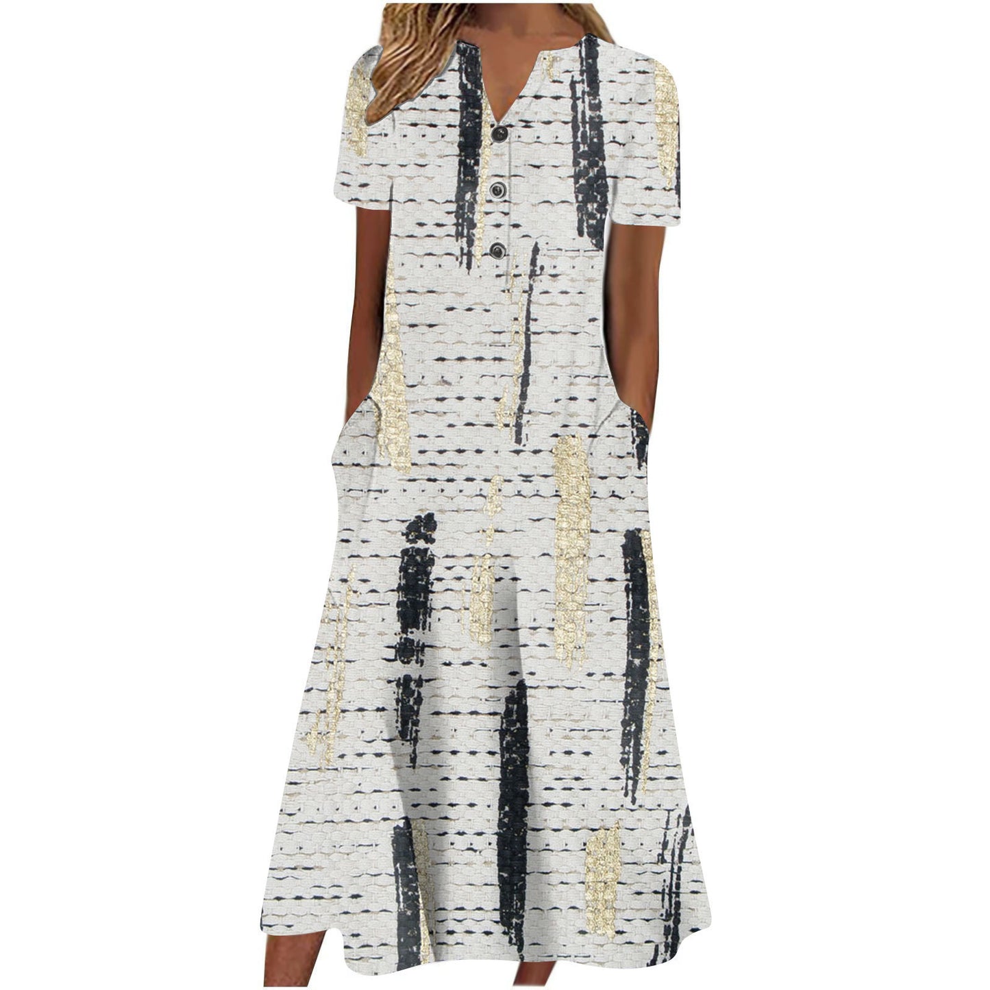 👗 Robe Été Midi Décontractée avec Poches – Manches Courtes ou Longues | XL-Charmes