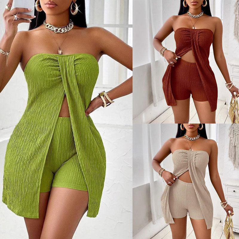 ☀️ Ensemble Bandeau Femme – Haut Sans Bretelles + Short | XL-Charmes