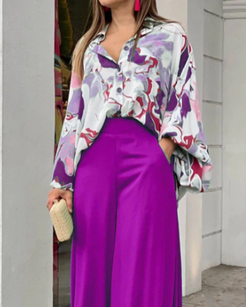 👚 Ensemble Décontracté Imprimé – Femme Grande Taille Ample | XL-Charmes
