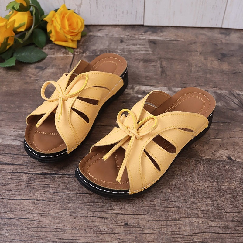 👡 Sandales Compensées à Nœud – Grande Taille & Confort Décontracté | XL-Charmes