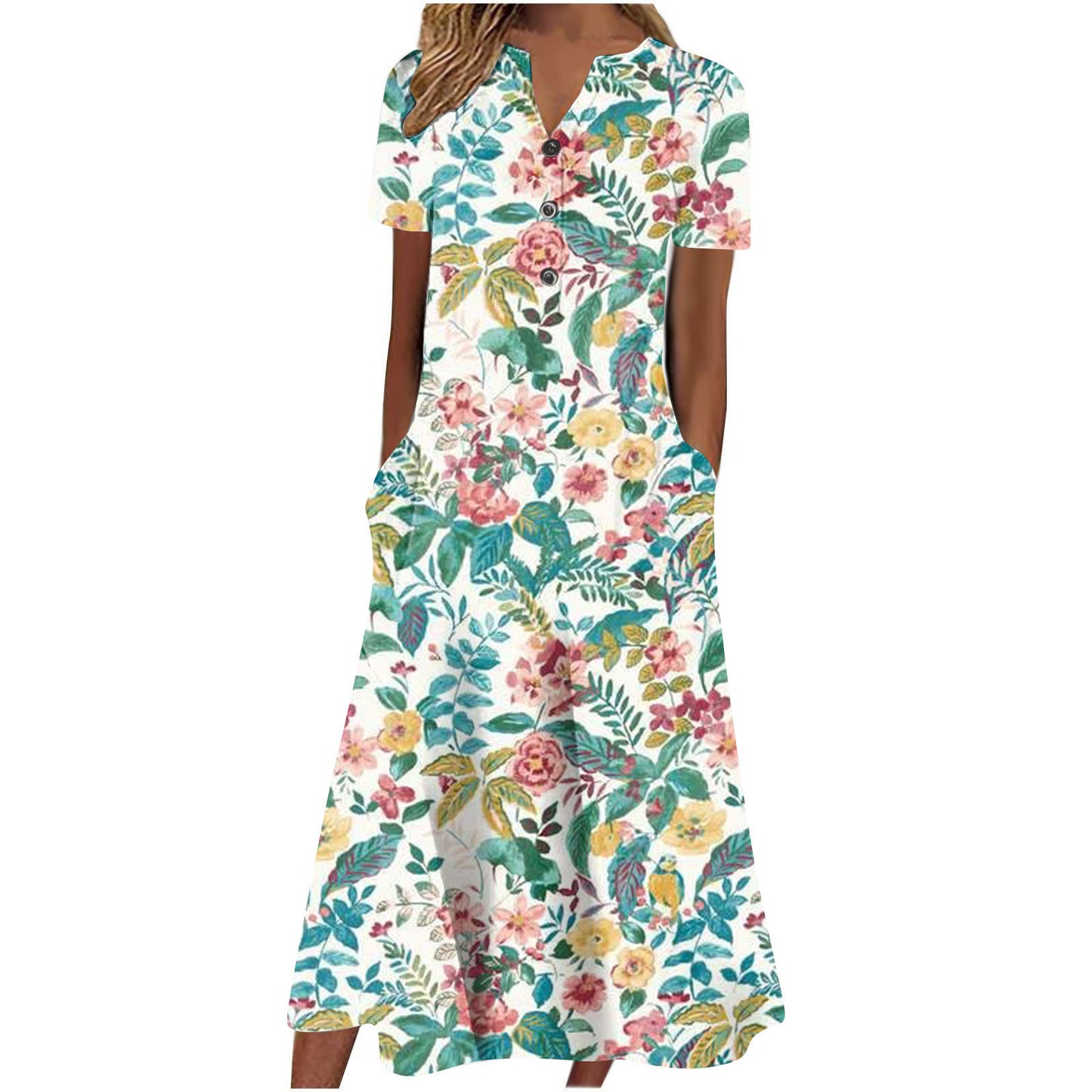 👗 Robe Été Midi Décontractée avec Poches – Manches Courtes ou Longues | XL-Charmes