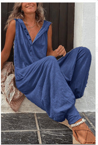👖 Combinaison à Capuche Boutonnée Sans Manches | Femme | XL-Charmes