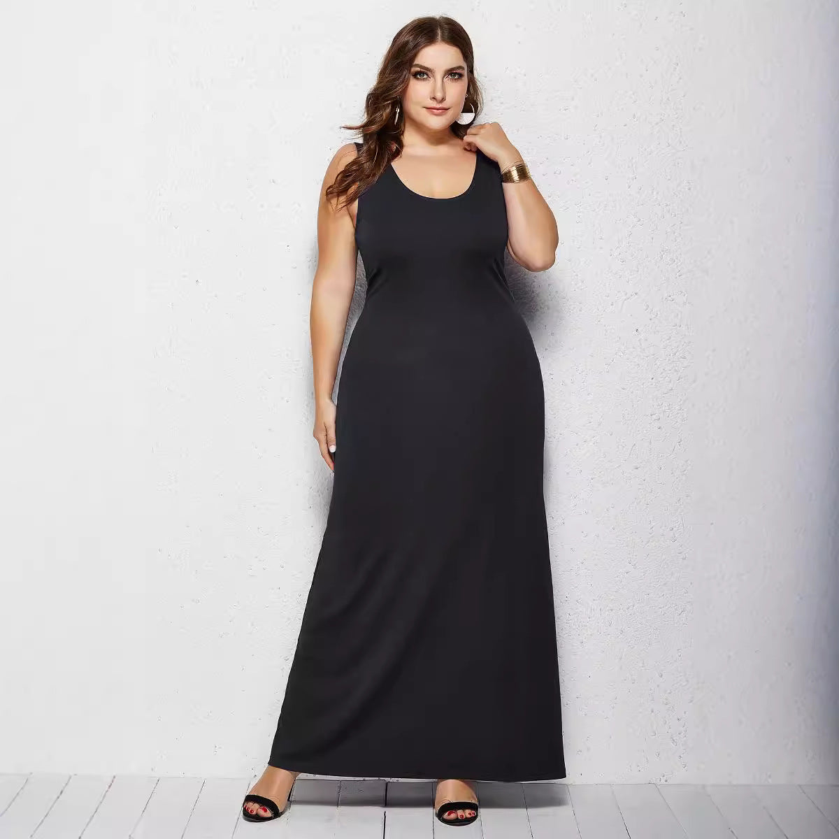 👗 Robe Tricot Grande Taille – Été Chic Col Rond Uni | XL-Charmes