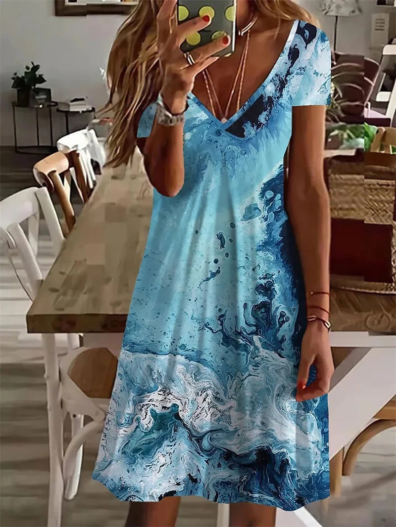 👗 Robe vacances grande taille femme – Col V imprimé chic | XL-Charmes