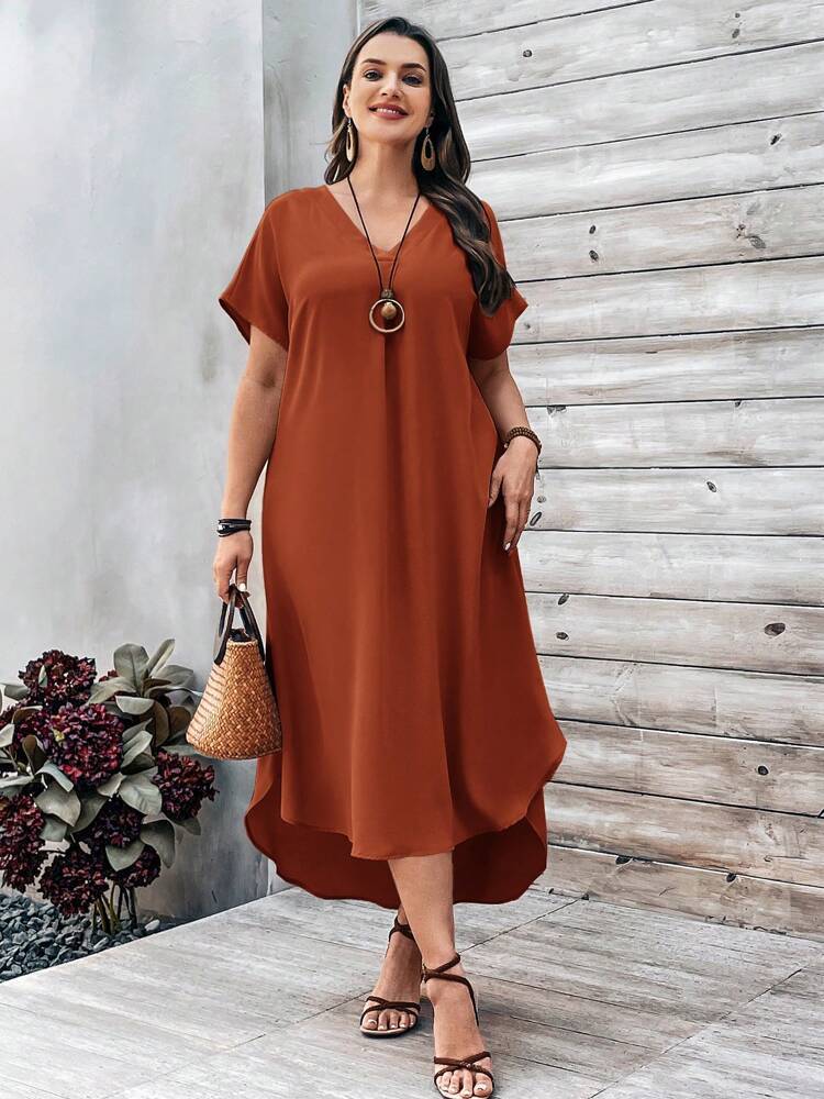 👗 Robe Décontractée Col en V Femme – Élégante & Confortable | XL-Charmes