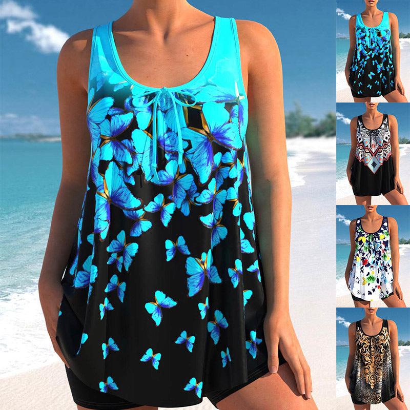 👙 Maillot Bikini Fendu à Fleurs – Grande Taille Femme | XL-Charmes