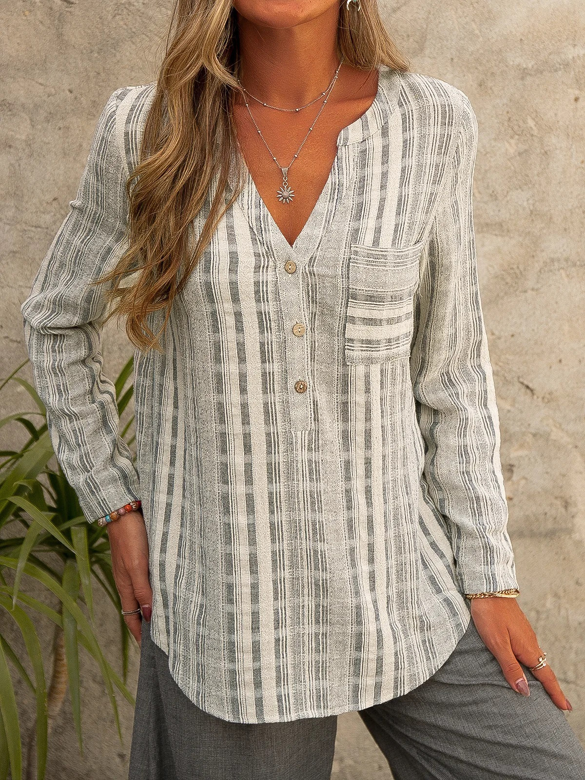 👚 Haut Rayé Bleu Décontracté – Grande Taille Femme XL à 5XL