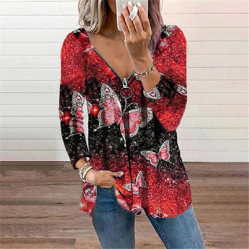 👚 Haut Papillon à Manches Longues – Grande Taille Femme | XL-Charmes