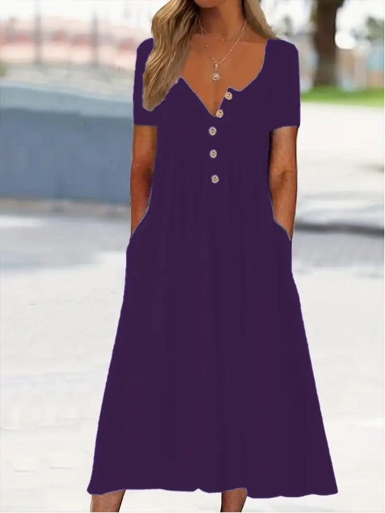 👗 Robe chic grande taille femme – Froncée avec boutons devant | XL-Charmes