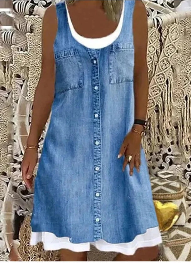👗 Robe Décontractée Femme – Col Rond & Dos Nu Grande Taille