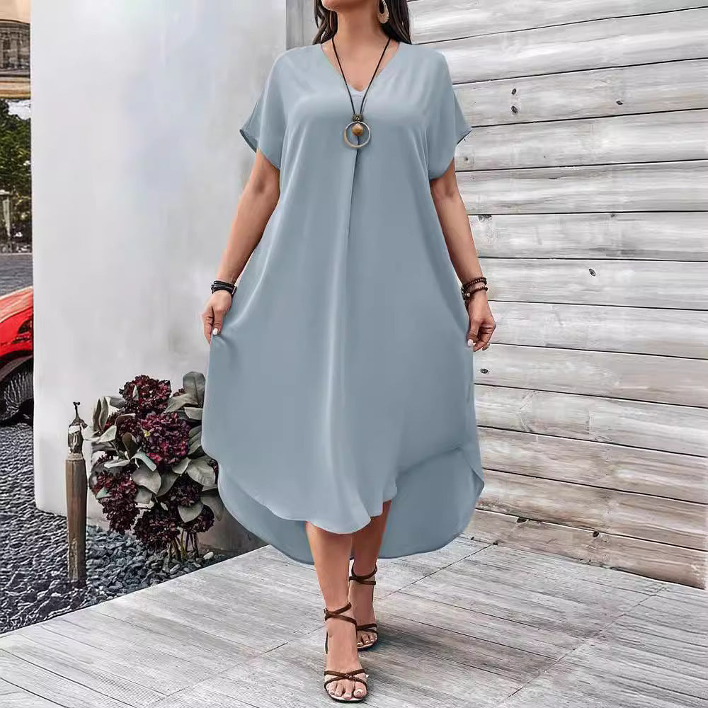 👗 Robe Décontractée Col en V Femme – Élégante & Confortable | XL-Charmes