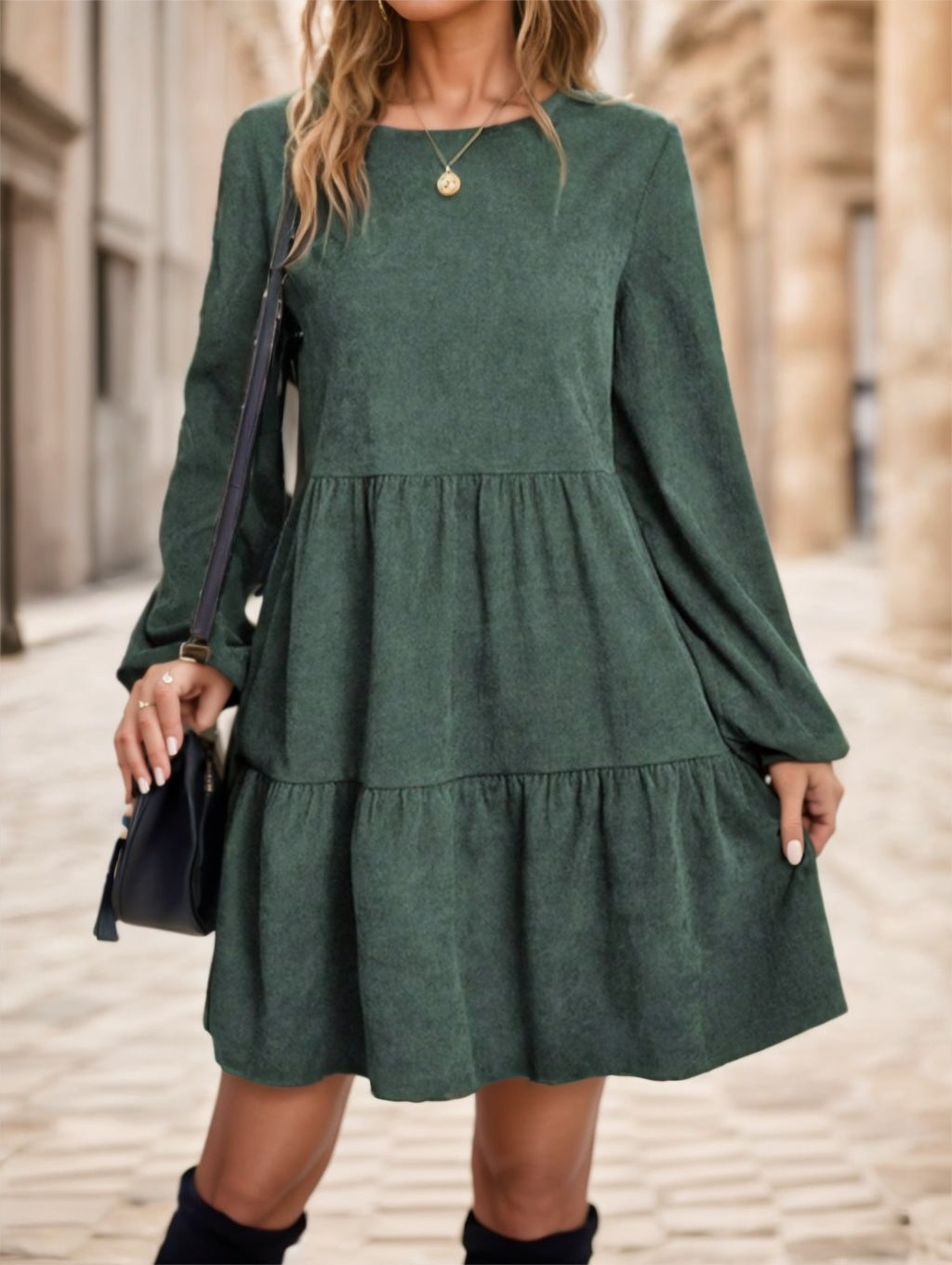👗 Robe Longue Unie Femme – Manches Longues Décontractée | XL-Charmes