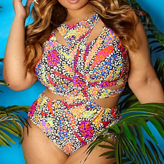 👙 Maillot de Bain Bikini Grande Taille – Imprimé Ethnique | XL-Charmes