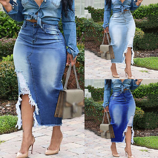 👖 Jupe en Jean Déchirée Femme – Taille Haute & Style Audacieux | XL-Charmes