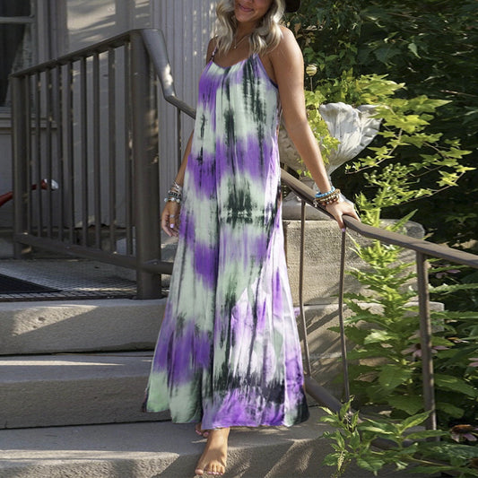 👗 Robe tie-dye rayée grande taille femme – Bretelles & look estival | XL-Charmes