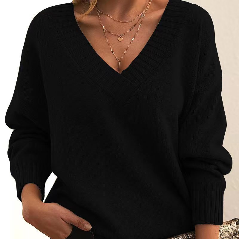 🧶 Pull Femme Col V Ample en Maille – Automne-Hiver | XL-Charmes