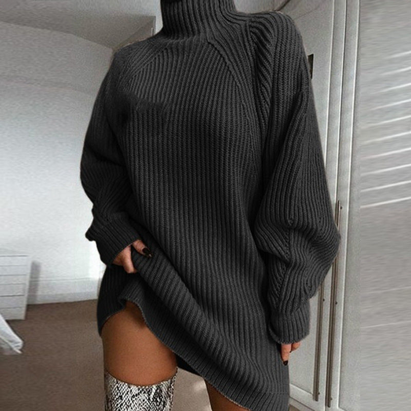 🧣 Pull Long Femme à Col Roulé – Robe Pull Chaude Hiver | XL-Charmes