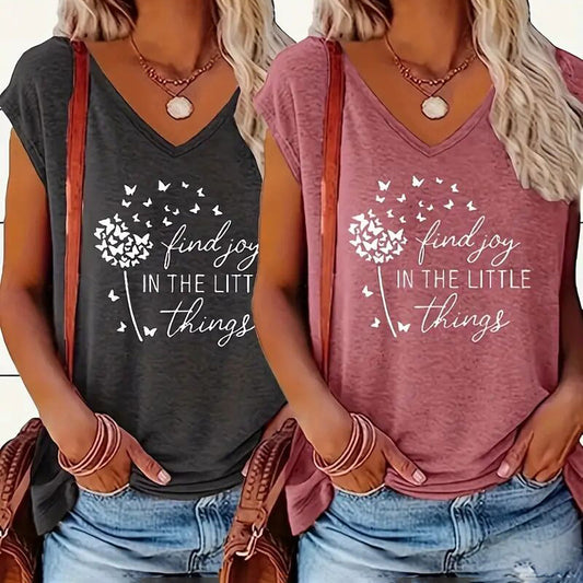 👕 Lot de 2 T-shirts Graphiques Femme – Imprimés Amusants & Décontractés | XL-Charmes