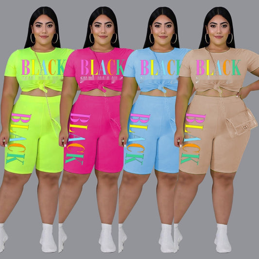 🩷 Ensemble Décontracté Femme Grande Taille – Style Lettré & Chic