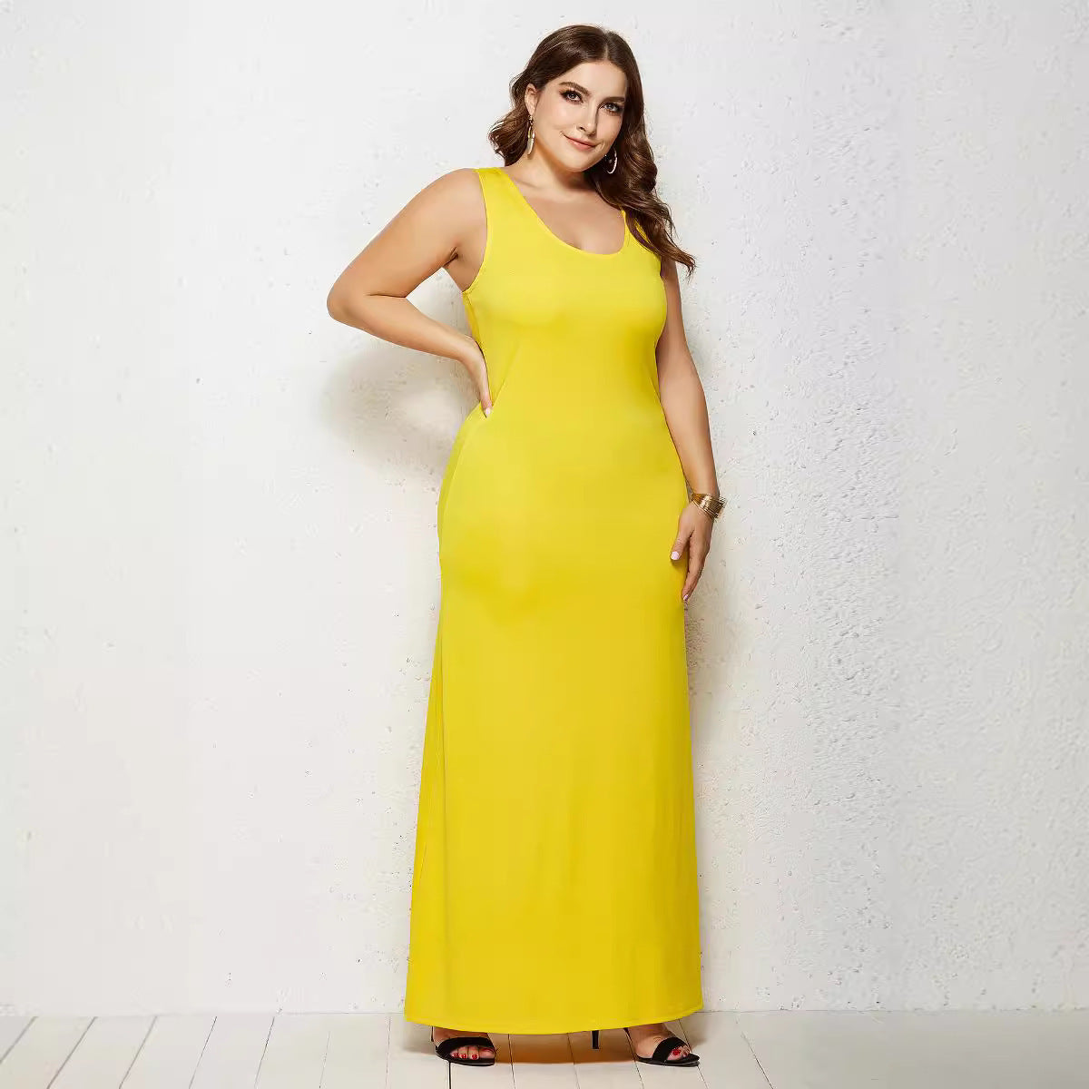 👗 Robe Tricot Grande Taille – Été Chic Col Rond Uni | XL-Charmes