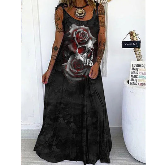 👗 Robe Punk Tête de Mort – Grande Taille à Lacets & Coupe Ample | XL-Charmes