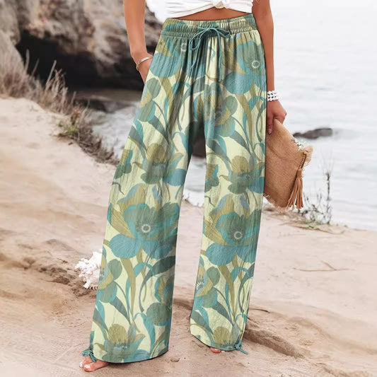 👖 Pantalon Décontracté Femme – Jambes Larges & Imprimé Graffiti | XL-Charmes