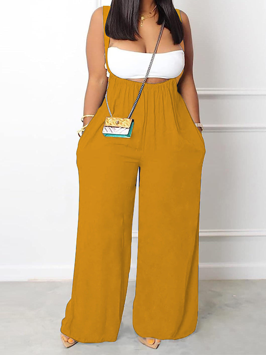 🩳 Salopette Décontractée Grande Taille Femme – Unie avec Poches | XL-Charmes