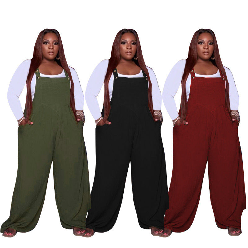 👖 Ensemble 2 Pièces Salopette Uni – Grande Taille Femme Décontractée | XL-Charmes