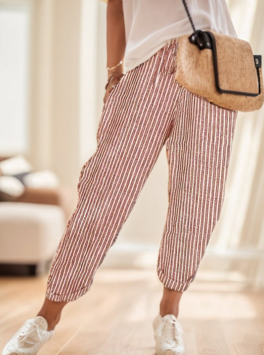 👖 Pantalon Large Rayé Femme – Style Élégant & Décontracté | XL-Charmes