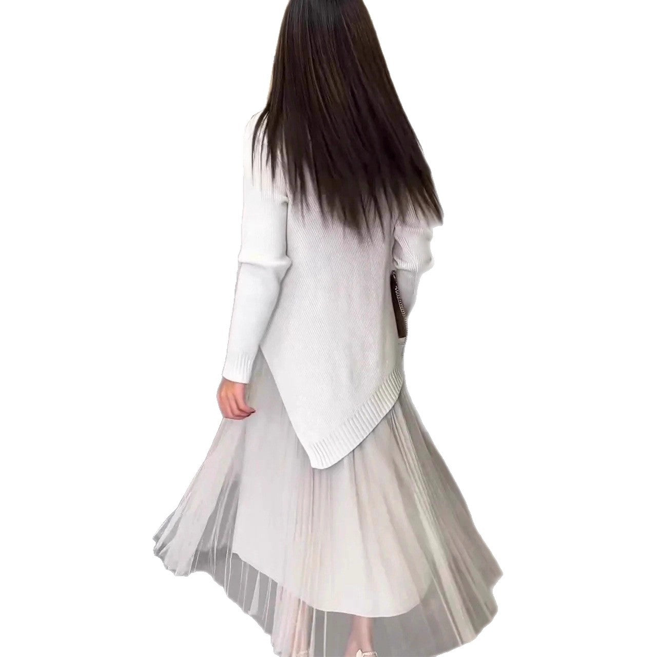 👗 Ensemble Robe Plissée Doublée en Maille Femme | XL-Charmes