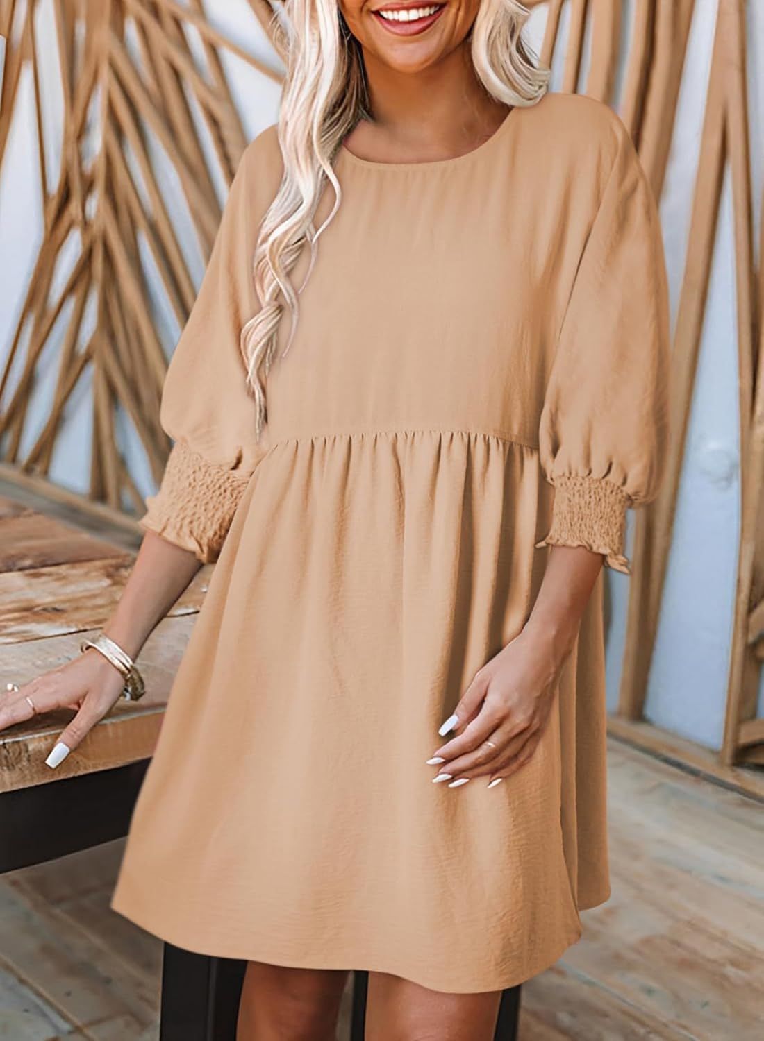 👗 Robe Décontractée Femme – Col Rond & Poignets Ceinturés | XL-Charmes
