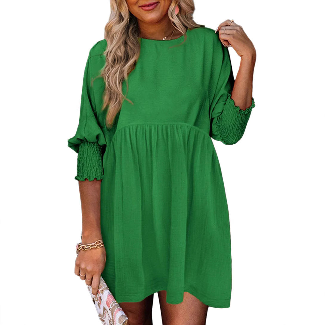 👗 Robe Décontractée Femme – Col Rond & Poignets Ceinturés | XL-Charmes