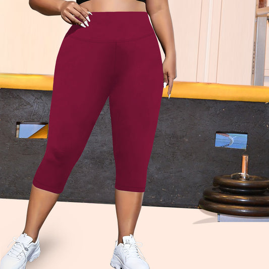 👖 Pantalon Yoga Court Femme – Grande Taille Moulant avec Poches