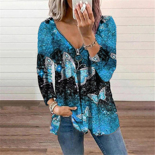👚 Haut Papillon à Manches Longues – Grande Taille Femme | XL-Charmes