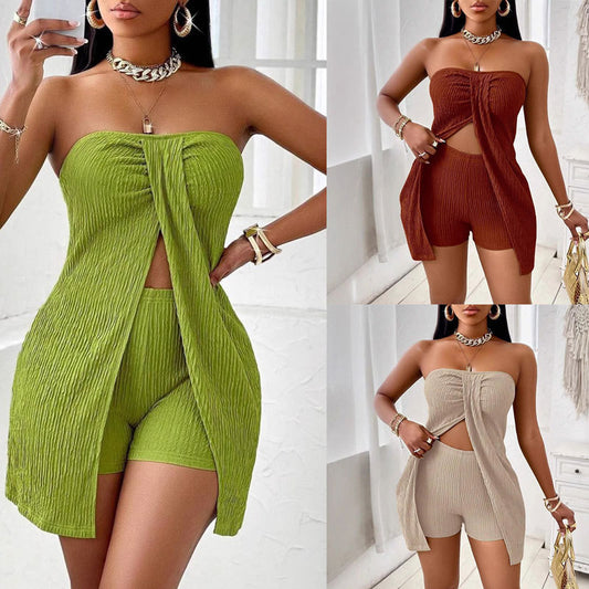 ☀️ Ensemble Bandeau Femme – Haut Sans Bretelles + Short | XL-Charmes