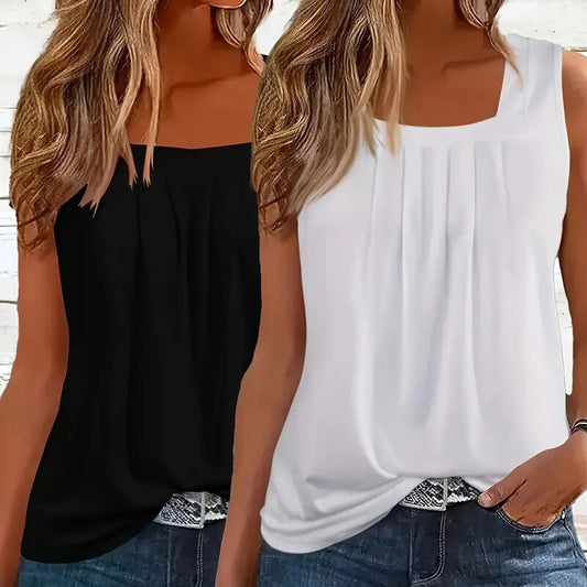 👚 Lot de 2 Débardeurs Été Femme – Col Carré & Coupe Ample | XL-Charmes