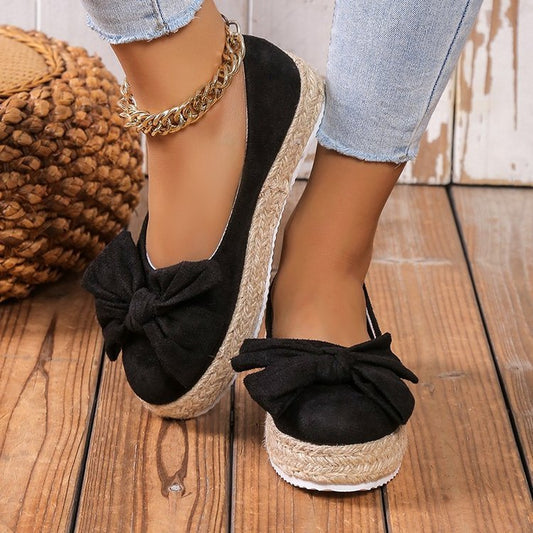 👠 Escarpins à Nœud Femme – Grande Taille Plateforme Casual Élégante